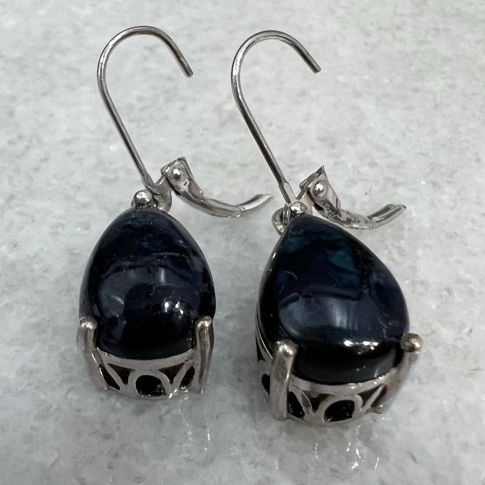 Australian Vivianite Sterling Silver Lever Back Earrings - Picture 8 of 11
